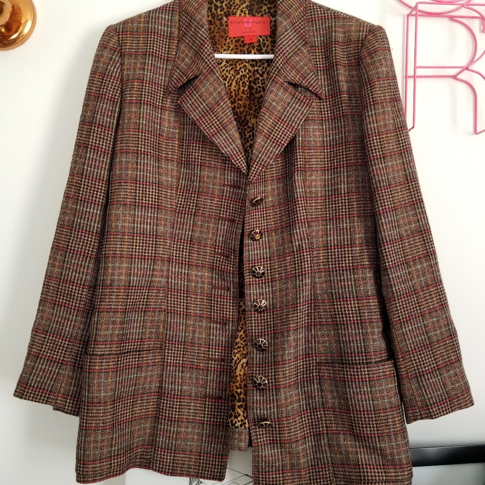 Vtg 90's Emanuel Ungaro Plaid Blazer